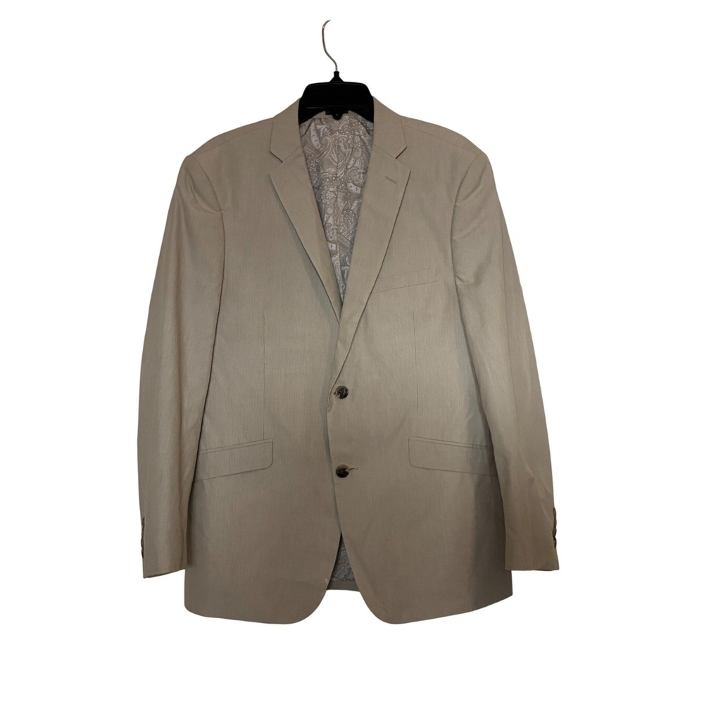Madison Blazer Mens Size 42R Tan Micro Stripe Two Button Modern Fit Vented